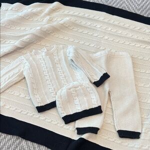 Kids Cream and Black Knit Matching Set
